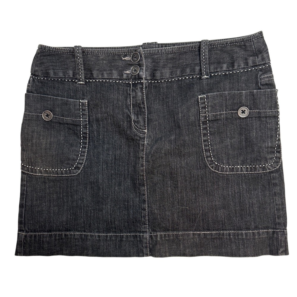 Ann Taylor Loft Womens Gray Denim Mini Skirt 99% Cotton Size 8 Stretch